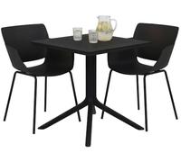 CLP Salon de Jardin Lirra Resistant aux intemperies, 2 chaises et Table Carree, Ensemble 3 Pieces pour Jardin, terrasse et Balcon | Couleur Noir