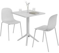 CLP Salon de Jardin Nerra Resistant aux intemperies, 2 chaises empilables et Table Carree, Ergonomique, Ensemble 5 Pieces empilable, Couleur:Blanc