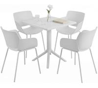 CLP Salon de Jardin Norva Resistant aux intemperies, 4 chaises Style Lounge et Table Carree, Ensemble 5 Pieces pour Jardin, terrasse, Balcon, Couleur:Blanc