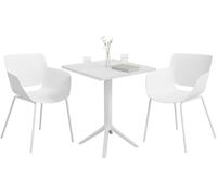 CLP Salon de Jardin Norva resistants aux intemperies, 2 chaises Style Lounge et Table Carree, Ensemble 3 Pieces pour Jardin, terrasse, Balcon, Couleur:Blanc