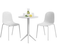 CLP Salon de Jardin Torin Resistant aux intemperies, 2 chaises empilables et Table Ronde 60 cm, Ensemble 2 Places pour Balcon terrasse et Jardin, Couleur:Blanc