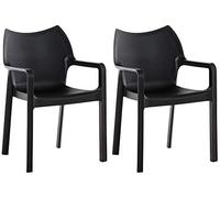 CLP Set 2 Chaises de Jardin Empilables DIVA avec Accoudoirs, Chaise en Plastique pour Usage Extérieur, Résistant aux Intempéries, Chaise de Jardin Plastique, Charge Max. 160 kg, 7 Couleurs au choix noir