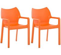 CLP Set 2 Chaises de Jardin Empilables DIVA avec Accoudoirs, Chaise en Plastique pour Usage Extérieur, Résistant aux Intempéries, Chaise de Jardin Plastique, Charge Max. 160 kg, 7 Couleurs au choix orange
