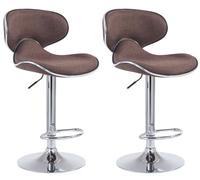 CLP Set de 2 tabourets de bar Las Vegas V2 tissu avec repose-pieds,brun chromé