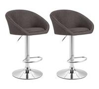 CLP Set de 2 tabourets de bar Miami V2 tissu , Chrome/Gris foncé