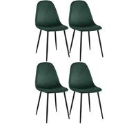 CLP Trading GmbH Lot de 4 chaises Napier — velours vert, assise matelassée, pieds en métal