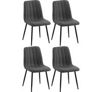 CLP Set de 4 chaises Dijon avec dossier,tissu gris