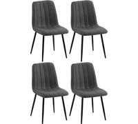 CLP Set de 4 chaises Dijon avec dossier,tissu gris foncé
