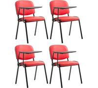 CLP Set de 4 chaises Ken avec table pliante similicuir rembourré,rouge