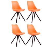 CLP Set de 4 chaises Toulouse Ronde avec pieds en bois ronds,orange cappuccino