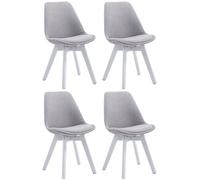 CLP Set de 4 chaises visiteurs Borneo V2 Tissu avec rembourrage,gris blanc