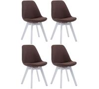 CLP Set de 4 chaises visiteurs Borneo V2 Tissu avec rembourrage,marron blanc