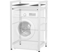 CLP Support Metal superposable Alara, Cadre empilable Lave Linge et seche Linge, Tablette coulissante, 300 kg Couleur Blanc