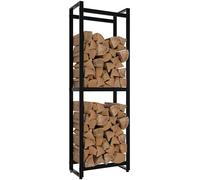 CLP Support pour Bois de Chauffage Morson I en Acier Peint par poudrage, Couleur:Noir, Taille:25x50x150