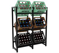 CLP Support pour Caisses A Boissons Stack I Acier Inoxydable Ou Métal I Etagère pour Rangement De Caisses A Boissons, Couleur:Noir, Taille:116x91x31 cm