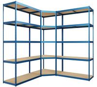 CLP Système d'étagères à 3 Niveaux I 2X système d'étagères I 1x étagère d'angle I Étagères pour Charges Lourdes, Couleur:Bleu