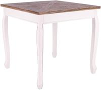 CLP Table a Manger Carre 80 x 80 cm Lindon, Style Campagne, Plateau Carre en Orme Massif, Pieds Style Shabby Chic, Couleur:Blanc/Marron