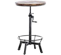 CLP Table Ajustable Malita en Métal Et Bois I Table De Bar Style Industriel I Mange Debout avec Repose-Pieds, Couleur:Argent Antique