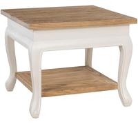 CLP Table Basse en Bois carrée 60x60 cm Thordis, Table de Salon avec 2 Niveaux avec Rangement, Table d'appoint Petite Shabby Chic Rustique, Couleur:Nature/Blanc, Taille:60x60 cm
