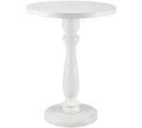CLP Table d'appoint Adamsville Table en Bois Massif de Mindi Table Basse Ronde Faite Main pour Salon et Salle à Manger, Couleur:Blanc Antique