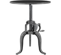 CLP Table d'appoint Ajustable Marcos, Table Basse Ronde en métal 50 cm de diamètre pour Salon et Salle à Manger, Style Industriel, Couleur:Argent Antique