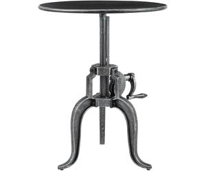 CLP Table d'appoint Ajustable Marcos, Table Basse Ronde en métal 50 cm de diamètre pour Salon et Salle à Manger, Style Industriel, Couleur:Argent Antique