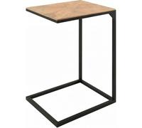 CLP Table d'appoint canape en Bois Velaro, Table Basse en Forme de C, Style Moderne, Structure en Metal, Plateau en Bois de Mindi, Couleur:Nature
