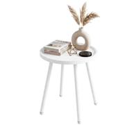 CLP Table d'appoint de Jardin Busan Ø 40 cm, Petite Table extérieure résistante aux intempéries, Plateau Rond polypropylène Anti-UV, Acier | Couleur Blanc