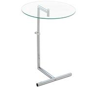 CLP Table D'Appoint Design Safi avec Plateau en Verre Clair I Bout De Canapé avec Hauteur Réglable I Piètement en Métal Chromé Solide, Couleur:Verre Clair