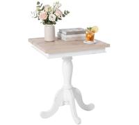 CLP Table d'appoint Lorne en Bois Massif, Table Basse carrée Style Campagne Chic avec Pieds galbés, Bout de canapé Mindy, Couleur:Nature/Blanc, Taille:50 cm