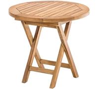CLP Table d'appoint Pliable Moon, Table de Jardin en Teck, Ronde et résistante aux intempéries, Peu encombrante pour Balcon & Jardin, Couleur:Marron