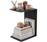 CLP Table d'appoint Selby Forme en C, Bout de canapé Moderne en métal, Acier Massif 5mm thermolaqué pour Salon, Couleur:Noir, Taille:60 cm