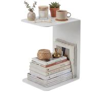 CLP Table d'appoint Selby Forme en C, Bout de canapé Moderne en métal, Acier Massif 5mm thermolaqué pour Salon, Couleur:Blanc, Taille:60 cm