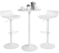 CLP Table de Bar avec 2 tabourets Navo, Mange-Debout Rond 60 cm, Lot de 2 tabourets réglables pivotants avec Repose-Pieds, Couleur: Blanc