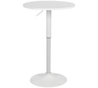 CLP Table de Bar, réglable en Hauteur, pivotante avec piétement métallique, Table de bistrot pour Bar et événements, Plateau de Table Ø 60 cm, Couleur:Blanc/Blanc, Forme:Rond