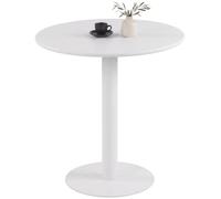 CLP Table de Bistro Ronde 70 cm Jarla, Table de Cuisine avec Plateau MDF et piètement métal pour 2 Personnes, Table Bistro et Restauration | Couleur Blanc