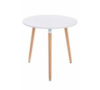 CLP Table de Cuisine Design Retro Ansgar I Table d'Appoint Ronde avec 3 Pieds en Bois Diamètre 80 cm Hauteur de la Table 75 cm I Couleur, Couleur:Blanc, Couleur du Cadre:Natura