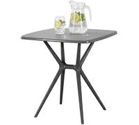 CLP Table de Jardin Becky Carree, Stable et resistante aux intemperies, Table bistrot 72 x 72 cm, Polypropylene Anti UV, Couleur:Gris foncé