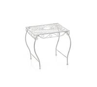 CLP Table de Jardin Carrée ZARINA | Table de Balcon de Style Nostalgique en Fer Hauteur 46 cm | Table de Terrasse à 4 Pieds Stable | Meuble de Jardin avec Surface 45 x 45 cm en Différentes Couleurs Blanc antique