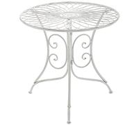CLP Table de Jardin en Fer Forgé Ariano I Table Ronde en Fer Forgé Style Rustique I Diamètre Ø 55 cm I Meuble de Jardin, Couleur:Blanc Antique