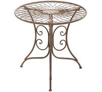 CLP Table de Jardin en Fer Forgé Ariano I Table Ronde en Fer Forgé Style Rustique I Diamètre Ø 55 cm I Meuble de Jardin, Couleur:Marron Antique