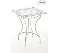 CLP Table en fer ASINA Design rétro 60 x 60 cm Blanc Antique