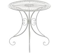 CLP Table de Jardin Hari Style Art Nouveau, Table Bistro Ronde en Fer avec Ornements, Table d'appoint pour Jardin, Balcon, terrasse | Couleur Blanc Antique