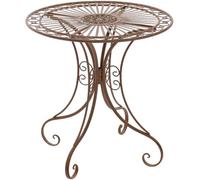 CLP Table de jardin en fer forgé Hari – Ø 70 cm – Style antique – Marron antique