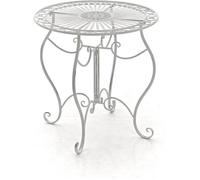 Table De Jardin Avec Plateau Rond En Métal Blanc Antique Blanc