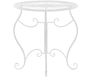 CLP Table De Jardin Ronde Indra avec Diamètre Ø 70 cm | Table en Fer Forgé pour Usage Extérieur I Table De Terrasse I Piètement Galbé en Métal, Couleur:Blanc