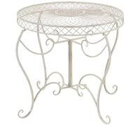 CLP Table de Jardin Ronde Style Art Nouveau Sheela, Table en Metal en Fer thermolaque, resistante aux intemperies, Couleur:crème Antique