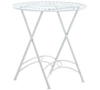 CLP Table de jardin ronde Tegal en fer – diamètre 71 cm – solide et résistante – blanc