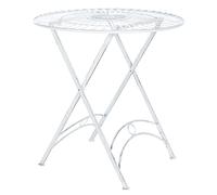 CLP Table De Jardin Ronde Tegal en Fer I Table De Terrasse Diamètre 71 cm I Table D'Extérieur Solide Et Résistante, Couleur:Blanc Antique