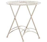 CLP Table De Jardin Ronde Tegal en Fer I Table De Terrasse Diamètre 71 cm I Table D'Extérieur Solide Et Résistante, Couleur:crème Antique